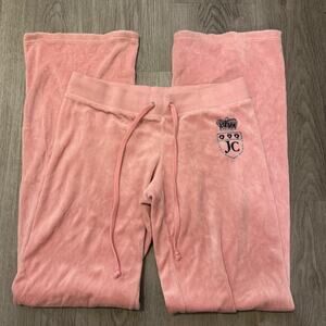 Juicy couture baby pink velour lowrise flare tracksuit pants
